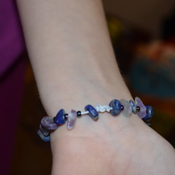 Handmade Real Stones Beads Elastic Bracelet Kids - Picture 4 of 6